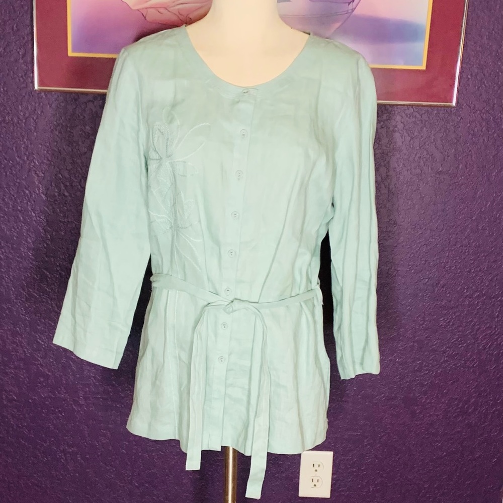 Ecologie Linen Blouse•SZ L - Picture 1 of 3